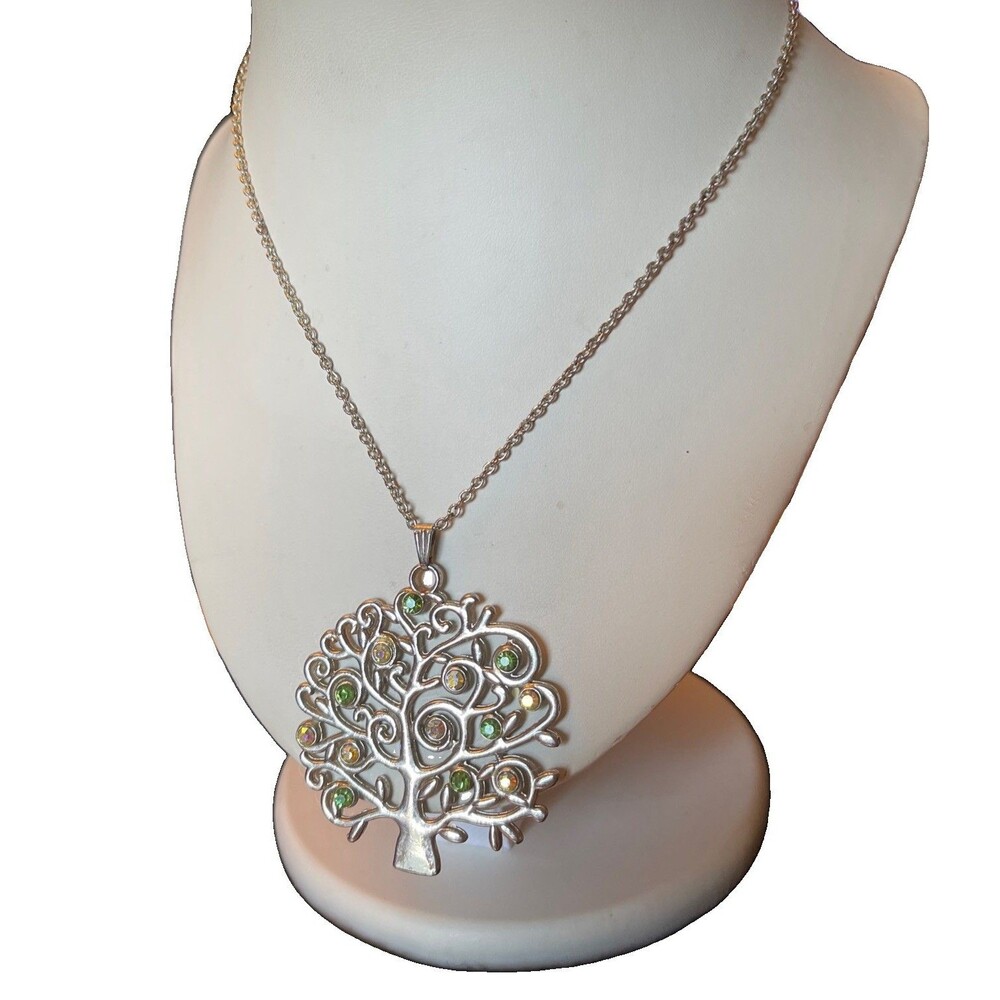 Womens Tree of Life Pendant Necklace silver tone Cable Chain Metal Nature